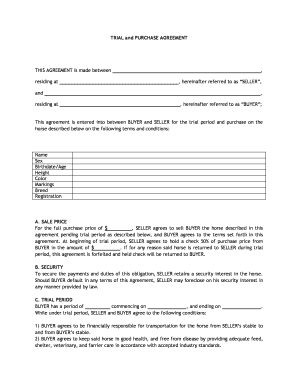 Horse Trial and Purchase Agreement