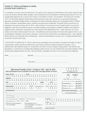 Presidio 10 Waiver and Release of Liability