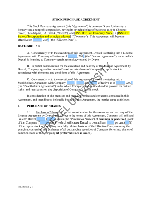 Stock purchase agreement - Stock Purchase Agreement-Internal-Current-25Sept2012 - drexel