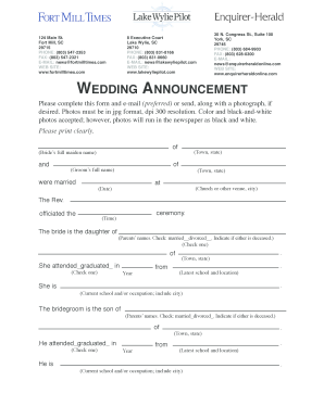 Wedding Announcement Form