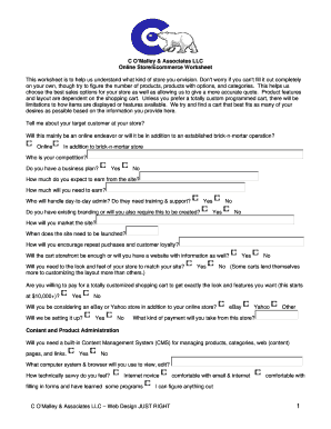 Ecommerce Store Planning Worksheet