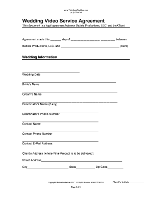 Wedding Video Service Agreement