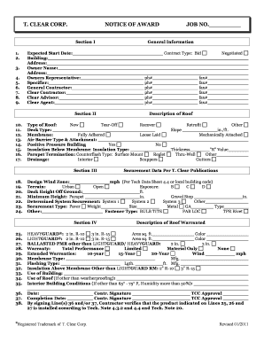 T Clear Corp Notice of Award