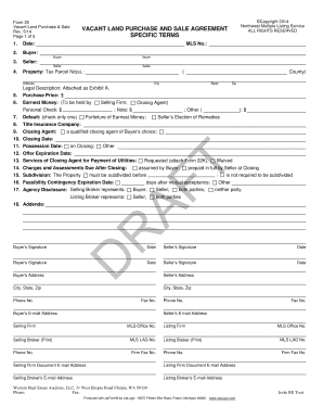 Vacant Land Purchase and Sale Agreement