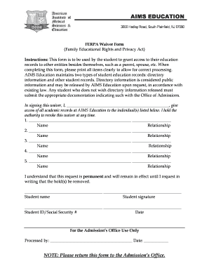 FERPA Waiver Form