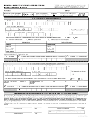 Federal Direct Student Loan Program PLUS Loan Application