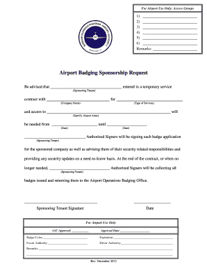 Airport Badging Sponsorship Request