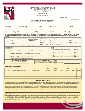 North Florida Community College Registration Form
