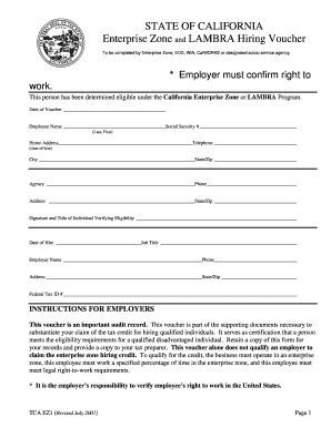 California Enterprise Zone Hiring Voucher