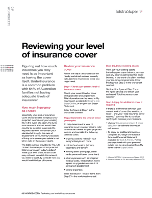 Insurance Cover Review Worksheet
