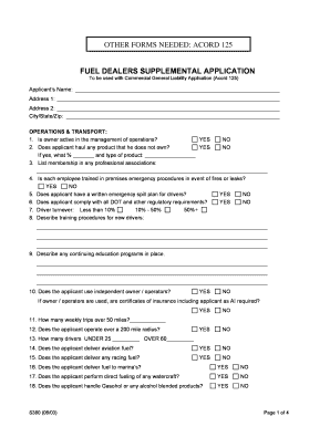 Fuel Dealers Supplemental Application