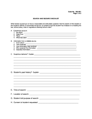 Search and Seizure Checklist