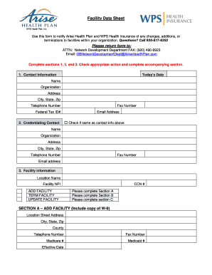 Facility Data Sheet