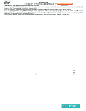Affinity Bank Financial Condition Statement