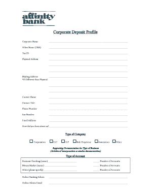 Corporate Deposit Profile Form