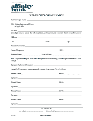 Business Check Card Application