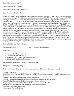 Medical History and Physical Form