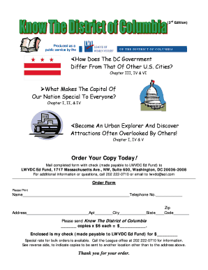 Order Form for Know The District of Columbia