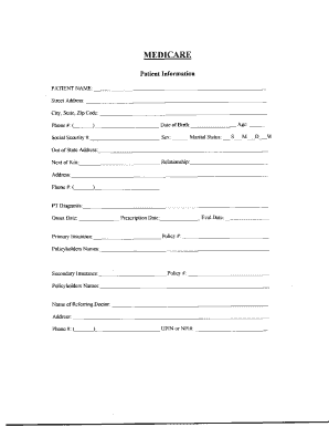 Medicare Patient Information and Assignment of Benefits Form