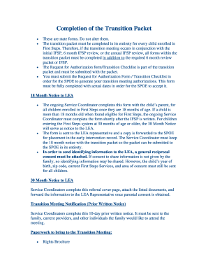 First Steps Transition Packet