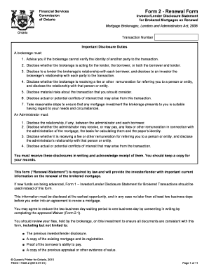 Ontario Mortgage Renewal Disclosure Form