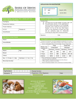 Dog or Cat Registration Application
