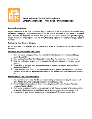 Binc Employee Donation Payroll Deduction Form