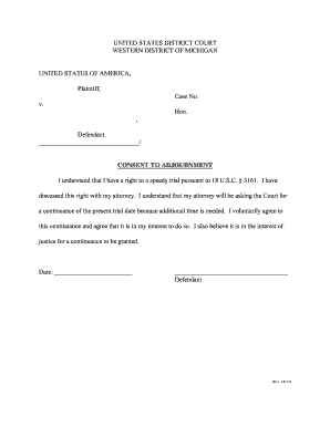 Consent to Adjournment Form