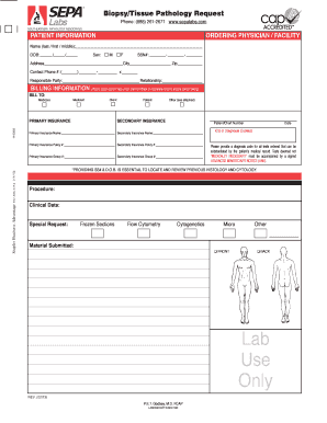 Biopsy Tissue Pathology Request Form