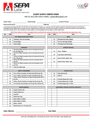 Client Supply Order Form