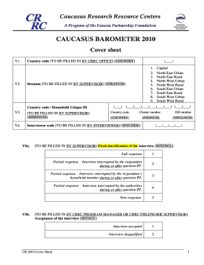 Caucasus Barometer 2010 Cover Sheet