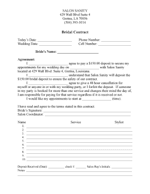 Bridal Contract Agreement