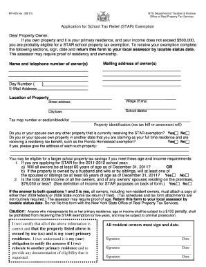 Application for School Tax Relief (STAR) Exemption
