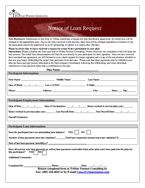TriStar Loan Distribution Request Form