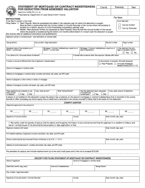 Indiana Mortgage or Contract Indebtedness Deduction Form