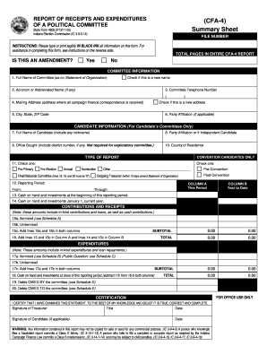 Indiana Political Committee Receipts and Expenditures Form