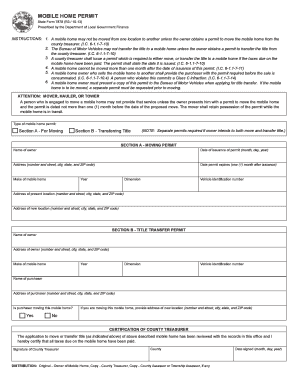Indiana Mobile Home Permit