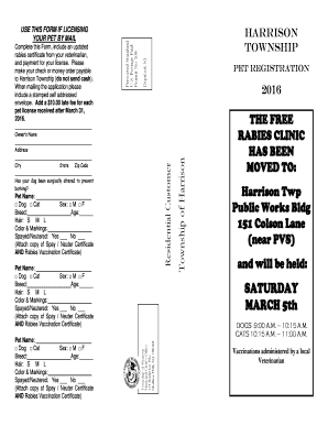 Harrison Pet License Application