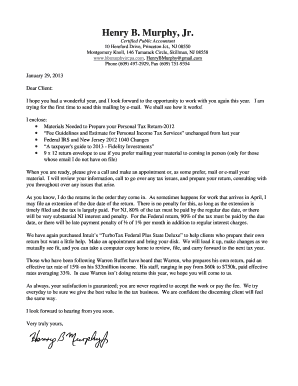 2012 Personal Tax Return Preparation Letter