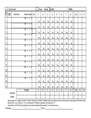 Baseball Scorekeeping Form