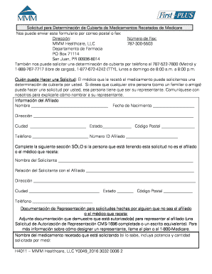Solicitud para Determinación de Cubierta de Medicamentos Recetados de Medicare