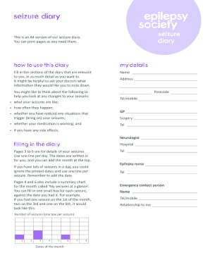 Seizure Diary Template