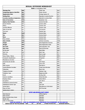 Sexual Offender Registration Worksheet