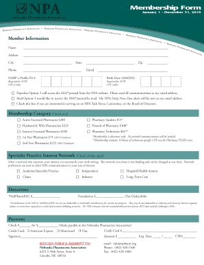 Nebraska Pharmacists Association Membership Form