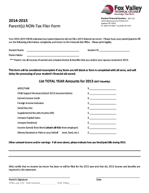Parent Non-Tax Filer Form