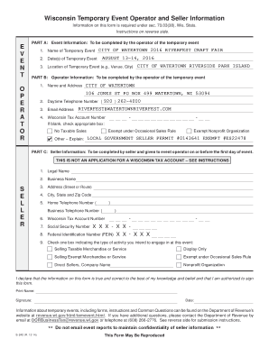Wisconsin Temporary Event Operator and Seller Information