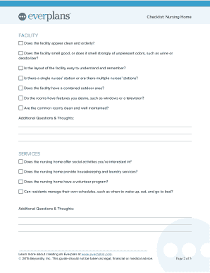 Nursing Home Selection Checklist