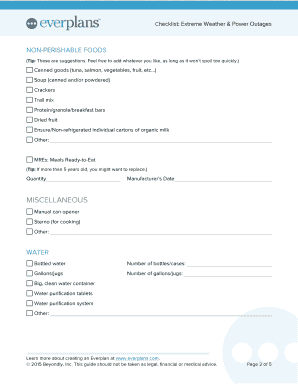 Extreme Weather and Power Outages Checklist