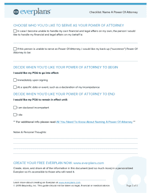 Power of Attorney Checklist