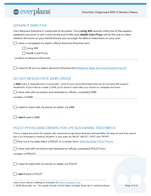 Serious Illness Checklist